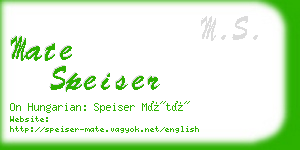 mate speiser business card